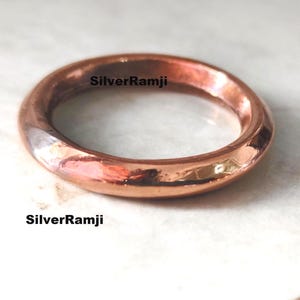 Pure Copper Round Ring, Copper Band Ring, Hammered Ring, Band Ring, Women Or Men Ring, Solid Copper Ring, Boho Handmade Ring, Copper Jewelry