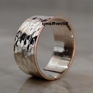 10MM Wide Hammered Band Ring, 925 Sterling Silver, Plain Band Ring, Thumb Ring, Statement Ring, anxiety ring, Thick Wide Band, Boho Ring