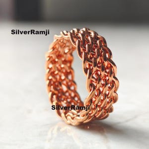 Pure Copper Band Ring, Women Or Men Ring Handmade Ring, Arthritis Ring, Anniversary Gift Filigree Swirl Weave Ring, Braided Band Ring