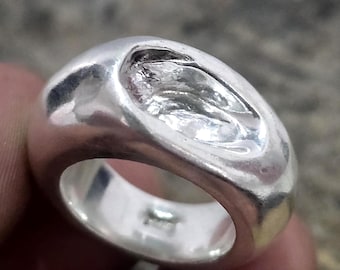 Silver Dome Ring, Chunky Dome Ring, Statement Dome Ring, Sterling Silver, Unique Silver Ring, Modern Design Dome Ring, Dome Ring