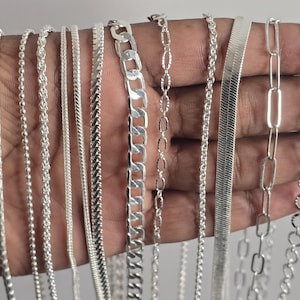 Collar de cadena de plata, cadena de acero inoxidable, cadena de serpiente delicada con espiga, collares para mujeres y hombres, resistente al agua.