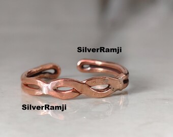 Handmade Copper Band Ring, Boho Adjustable Unisex Ring