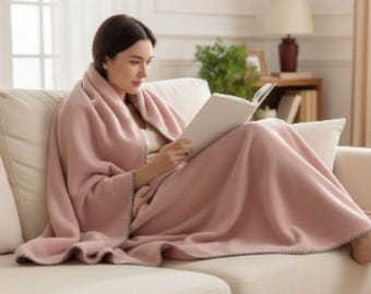 Manta de lana y cachemira ultrasuave y acogedora, manta de lujo para sofá, manta ligera de mezcla de cachemira para cama, decoración minimalista y estilo hygge para el hogar.