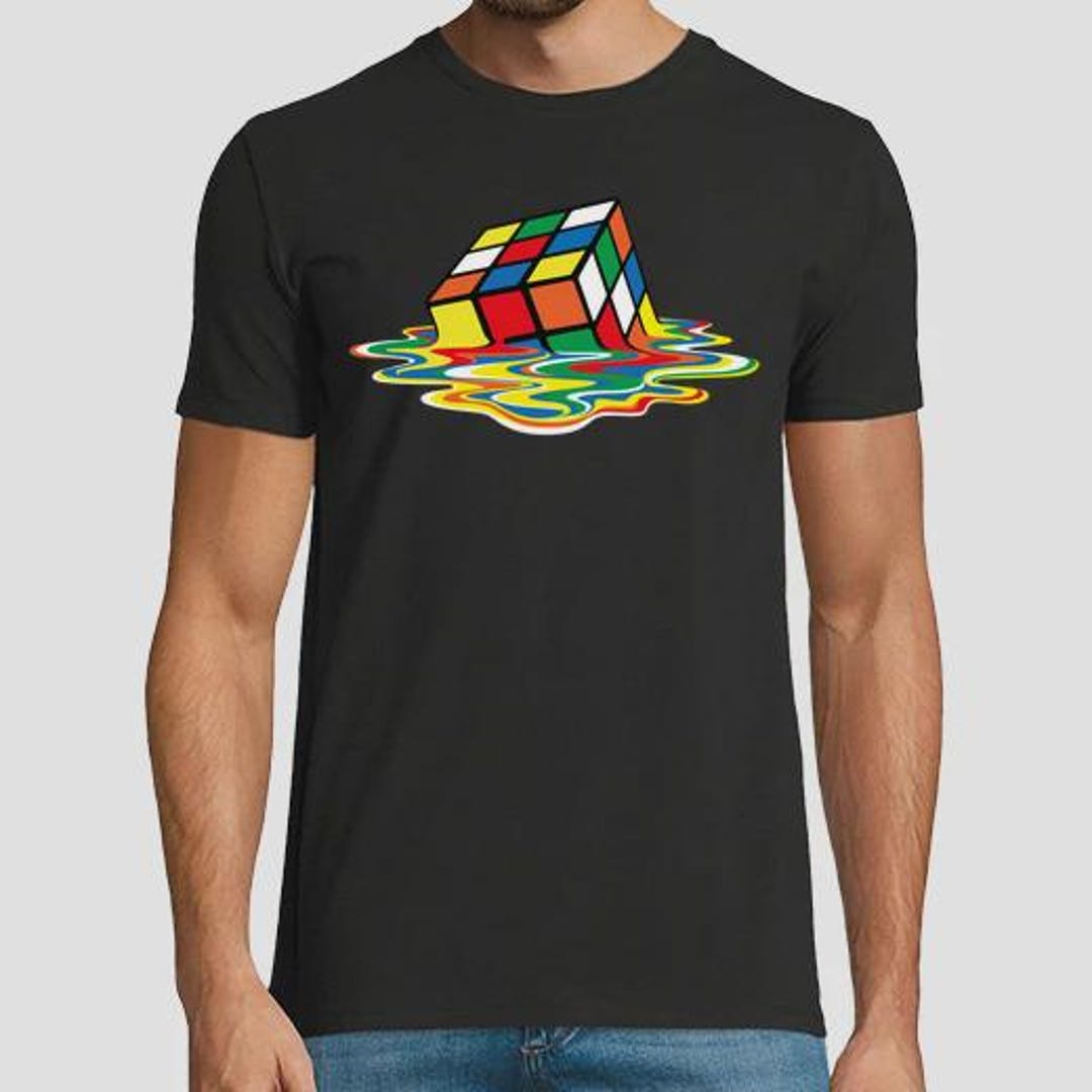 Melting Rubik's Cube Shirt - Retro Puzzle Cube Graphic Tee for Men and ...
