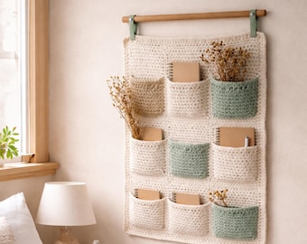 Crochet Wall Hanging Pattern | 6 Pocket Organizer (PDF Download) - Etsy