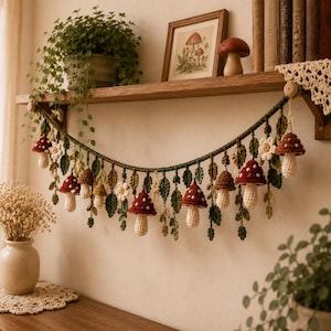 Crochet Mushroom Garland Pattern, Woodland Amanita Bunting (PDF Pattern)