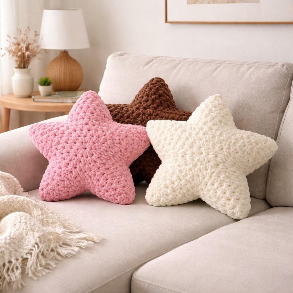 17 Star Pillow Crochet Patterns to Brighten Home Decor and Handmade Gifting 5 Crochet Star Pillow Pattern: Pastel Amigurumi DIY