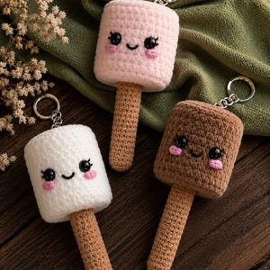 Crochet Marshmallow Keychain Pattern – Amigurumi Campfire Toy (Digital PDF)
