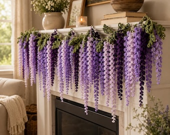 Crochet Wisteria Curtain PATTERN: Flowers, Window or Wall Art