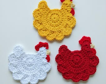 Padrão de crochê para porta-copos de galinha | Decoração fácil para casa de campo | Download em PDF