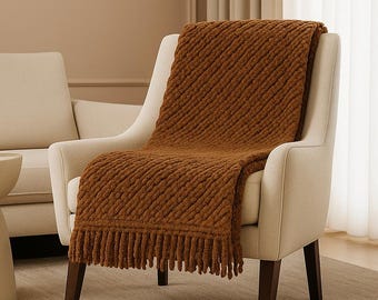 Chunky Crochet Throw Blanket Pattern | Intermediate Guide | PDF Download