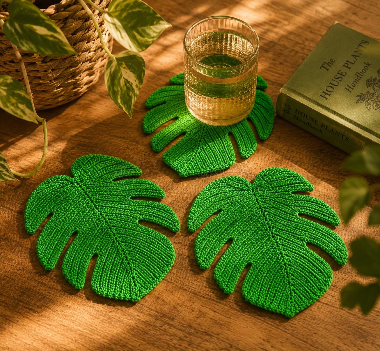 Monstera Leaf Coaster or Table Mat Crochet Pattern