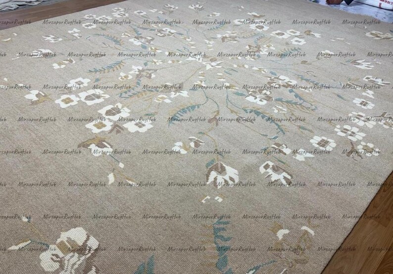 8x10 9x12 Hand-knotted Light Taupe Floral Wool Area Rug 8'x'10'9x12 ...