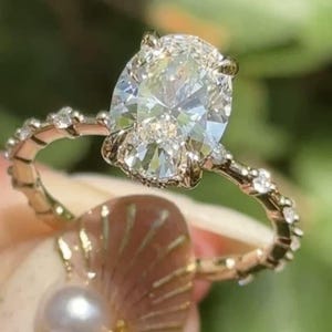 3CT Oval Cut Moissanite Engagement Ring Oval Hidden Halo Ring 14k Solid Gold Ring Wedding Ring Moissanite Ring Anniversary Ring for Gift