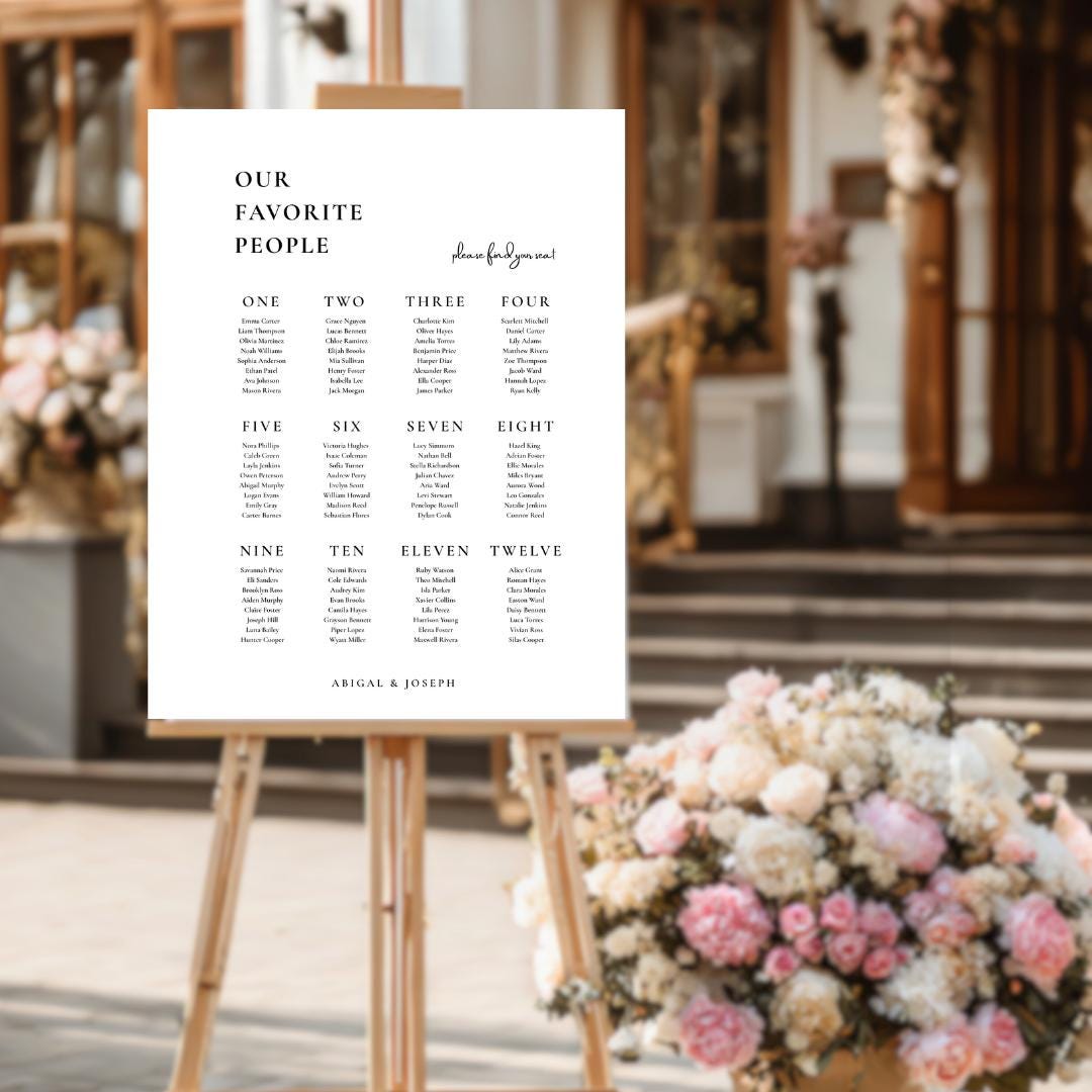 Elegant Wedding Seating Chart, Wedding Sign Template, Modern Wedding ...