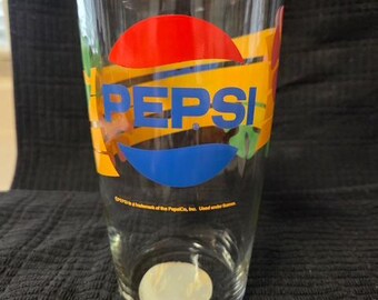 Vintage Pepsi Cola Flower Power 30oz Glass