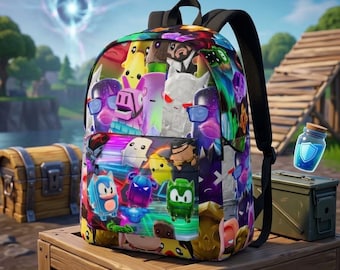 Gamer-Schulrucksack für Kinder und Jugendliche, farbenfroher Tagesrucksack mit Videospiel-Motiv, stylische Gaming-Bettdeko, ideales Geschenk zum Schulanfang, Unisex