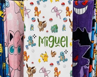名前入りアニメブランケット、名入れクリーチャースローブランケット、かわいいアニメフリースブランケット、子供部屋用カスタムデコレーション、名入れゲーマーボーイズGi