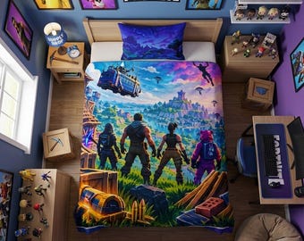 ゲーマー向け寝室用ブランケット、バトルロイヤルビデオゲームブランケット（子供用）、ユース向けぬいぐるみブランケット、ルートチェストデザイン、ゲーマーへの誕生日プレゼント
