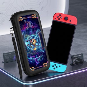 Cyber Turtle Gaming Carrying Case for Nintendo Switch & Switch OLED, Hard Shell Travel Storage Pouch with Game Card Hol
