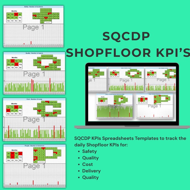 Splid Example Spreadsheet SQCDP KPI Dashboard Excel Template: Lean Manufacturing Shopfloor ...