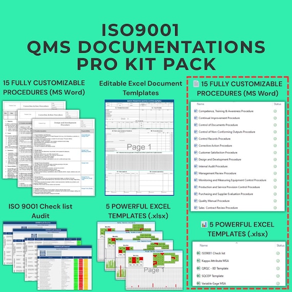 ISO 9001 QMS Documentation Kit | Procedures & Excel Templates
