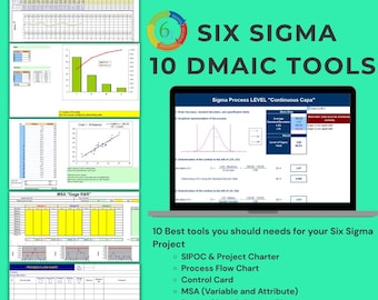 Six Sigma DMAIC Excel-verktygslåda | Mallar för processförbättring (digital nedladdning)