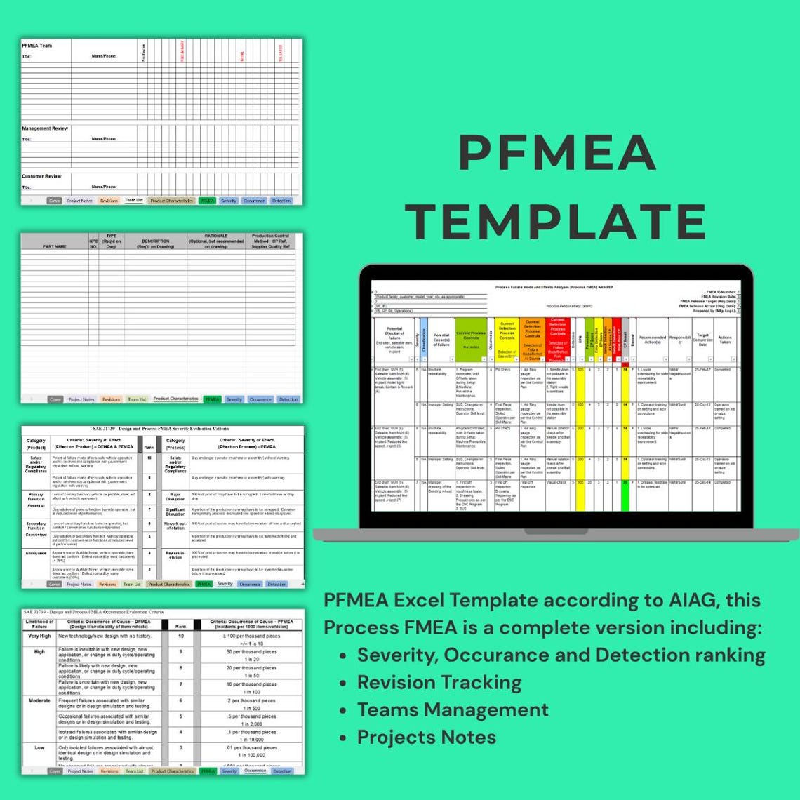 PFMEA Excel Template: AIAG Standard Process FMEA With Risk Assessment ...