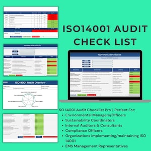ISO 14001 Audit Checklist Pro | Environmental Compliance Tool | Editable EMS Excel Template