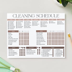 Ultimate Cleaning Schedule Printable - Daily, Weekly, Monthly, Quarterly, Yearly Chore Chart - Home Cleaning Checklist - Digital Download