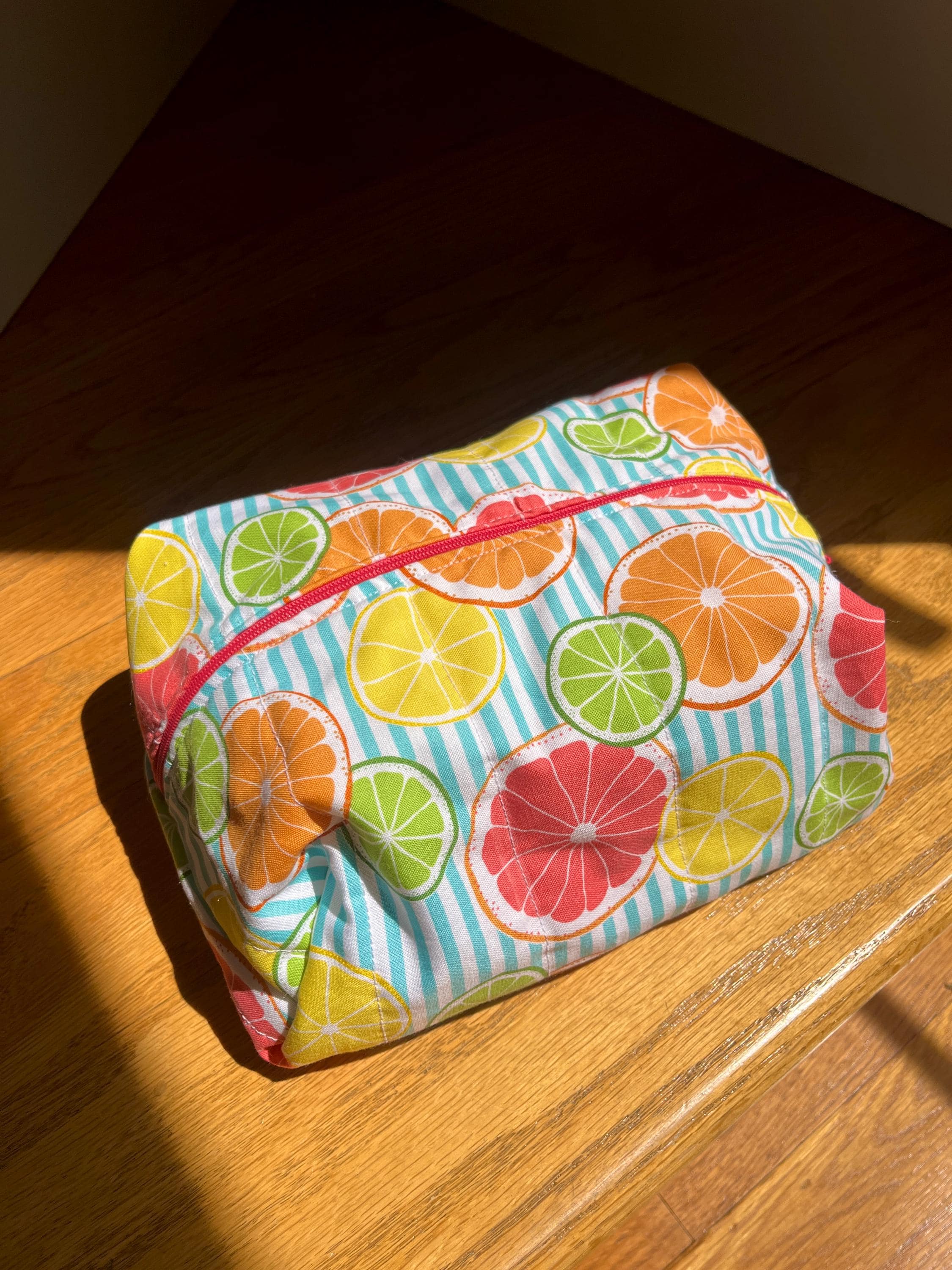 The Angie Bag- Handmade Hand-sewn Makeup Cosmetic Bag Travel Pouch Toiletry Colorful Quilted Lined Fabric Beach Accessory Pouch