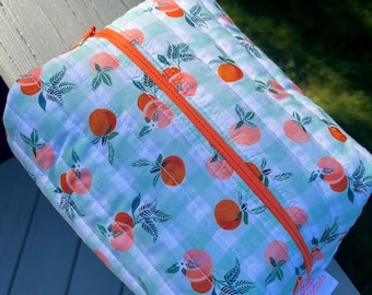 The Angie Bag- Handmade Hand-sewn Makeup Cosmetic Bag Travel Pouch Toiletry Colorful Quilted Lined Fabric Beach Accessory Pouch
