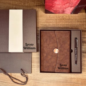 PERSONALIZED GIFT SET - Custom Journal And Pen Gift Set with Personalized Box- Birthday Gift Set - Anniversary Gift Set with Custom Box