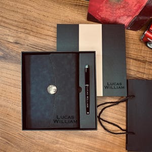 PERSONALIZED Journal And Pen Gift Set - Custom Notebook Gift Set with Personalized Box- Birthday Gift Set - Anniversary Gift Set with Box