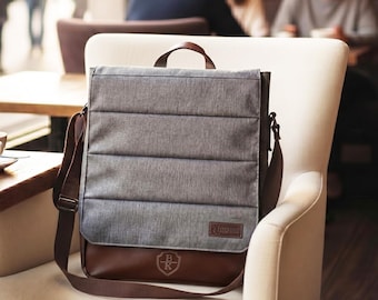 Gepersonaliseerde 16-inch laptoprugzak - waterdichte rugzak van gewaxt canvas en veganistisch leer - Commuter Tech Pack