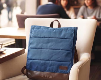 Gepersonaliseerde canvas laptoprugzak 16-inch unisex waterdichte veganistische leren reisschoolrugzak