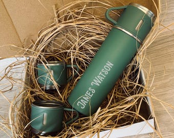 Op maat gemaakte thermosflessen en bekers met dopp-kit 500 ml / gepersonaliseerd naamcadeau