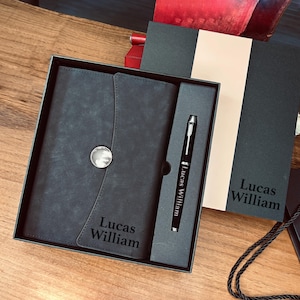 Thoughtful Gift for Any Occasion / Personalized Journal & Custom Pen Gift set in Elegant Box