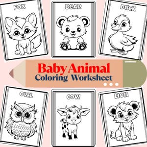 Baby Animal Coloring Book for Kids | Cute Animal Pages | Printable Canva Template | Fun Learning Activity | Instant Download