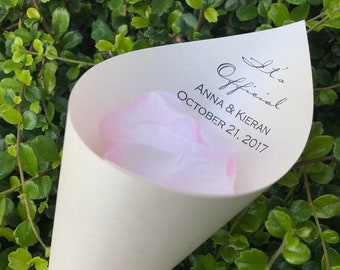 Wedding Petal Favor Cones with Verse (Coral)