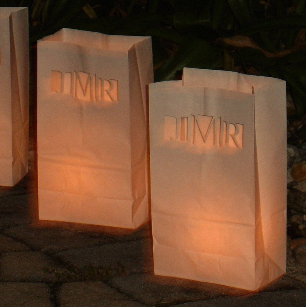 Personalized Wedding Candle Luminary Bag White with Custom