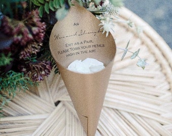 Wedding Petal Favor Cones with Verse (Antique Gold)