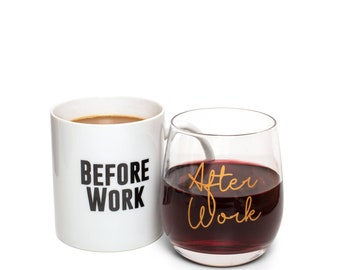 Before and After Work Mug with Glass Set