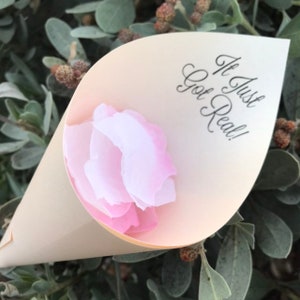 Monogram Wedding Petal Favor Cones (Shown in Coral)