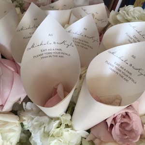 Wedding Petal Favor Cones with Verse (Quartz)