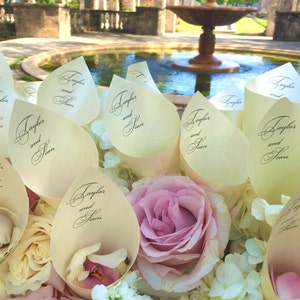 Personalized Wedding Petal Favor Cones (Shown in Quartz)