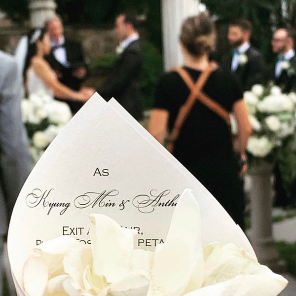 Personalized Wedding Petal Favor Cones (Shown in White Matte)