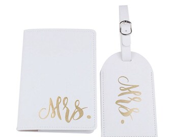 Bride Mrs. Travel Set - Passport Holder and Luggage Tag