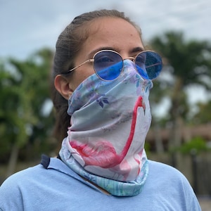 Flamingo Watercolor Bandana Face Neck Gaiter Mask