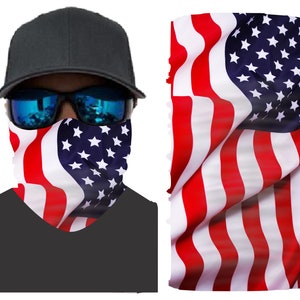 USA Waving Flag Neck Gaiter Bandana Face Mask